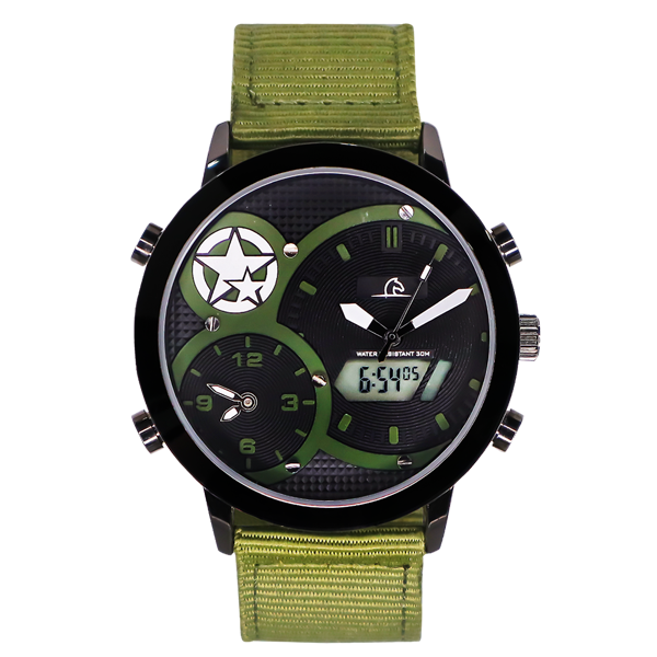 Reloj Pegaso P7017A-011 Pulso Tela Velcro  Verde Militar Caballero Hombre Masculino